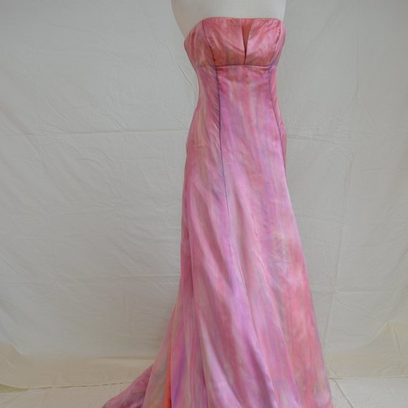 painted Vera Wang silk Wedding dress gown pink ivory white blush 2 4 6 8 purple - Picture 14 of 16